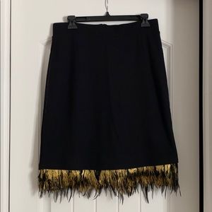 UNIQUE Black Skirt with Fold Feather Hem - Size 10